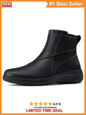 Women's Slip On Ankle Boots Arch Support Comfortable Booties with Side Zipper